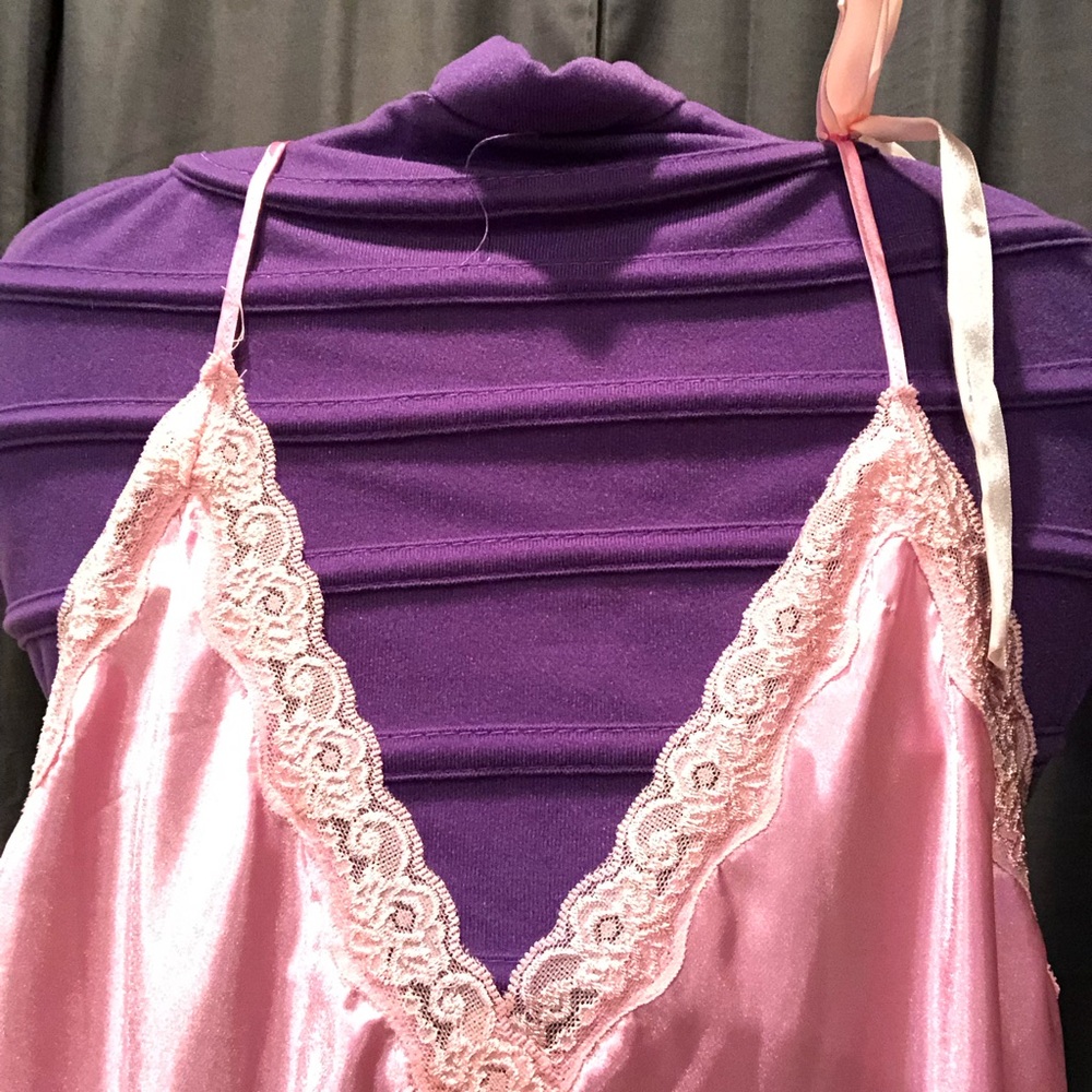 Elegant Moments - Lace Trim Satin Gown - Pink